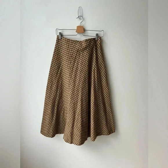 Vintage Liz wear high waist wool plaid midi fring skirt - Picture 11 of 12